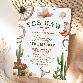 Vintage Western Cowboy Birthday Invitation Kaart
