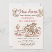 Vintage Western Cowboy Birthday Invitation Kaart (Voorkant)