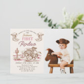 Vintage Western Cowboy First Rodeo Invitation Kaart (Staand voorkant)