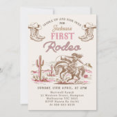 Vintage Western Cowboy First Rodeo Invitation Kaart (Voorkant)
