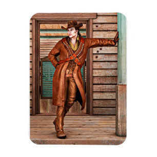 Vintage Western Cowboy Rustieke Frontier Kunst Magneet