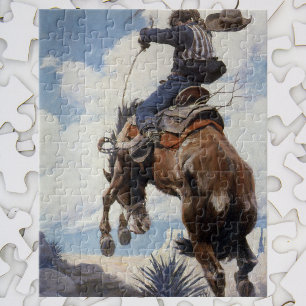 Vintage Western Cowboys, Bucking by NC Wyeth Legpuzzel
