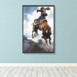 Vintage Western Cowboys, Bucking door NC Wyeth Canvas Afdruk