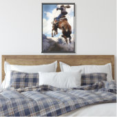 Vintage Western Cowboys, Bucking door NC Wyeth Canvas Afdruk (Insitu (Slaapkamer))