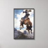 Vintage Western Cowboys, Bucking door NC Wyeth Canvas Afdruk (Voorkant)