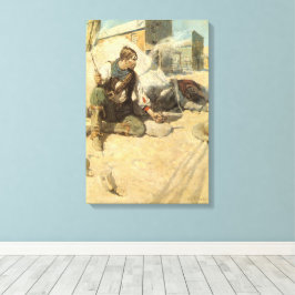 Vintage Western Cowboys, Hopalong door NC Wyeth Canvas Afdruk