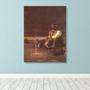 Vintage Western Cowboys, Plains Herder door NC Wye Canvas Afdruk