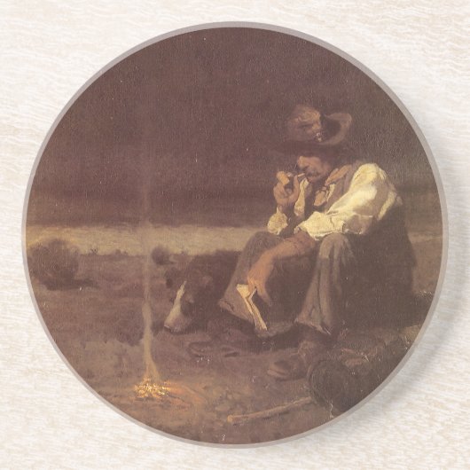 Vintage Western Cowboys, Plains Herder door NC Wye Zandsteen Onderzetter (Voorkant)