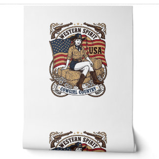Vintage Western Cowgirl Patriottisch Shirt Ontwerp Behang