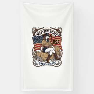 Vintage Western Cowgirl Patriottisch Shirt Ontwerp Spandoek