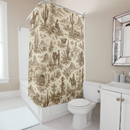 Vintage Western Desert Toile Naadloos Patroon Douchegordijn