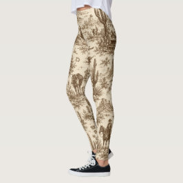 Vintage Western Desert Toile Naadloos Patroon Leggings