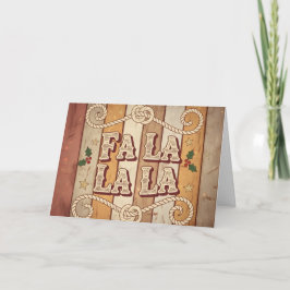 Vintage Western Fa La La Christmas Feestdagen Kaart