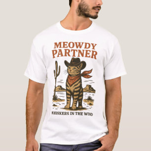 Vintage Western Kat Illustratie – Meowdy Partner T-shirt