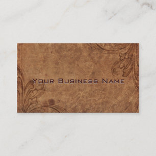 Vintage Western Leer met Gebosseerd Bloemmotief Visitekaartje