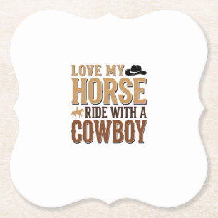 Vintage Western Paard en Cowboy Citaat Shirt Ontwe Kartonnen Onderzetters
