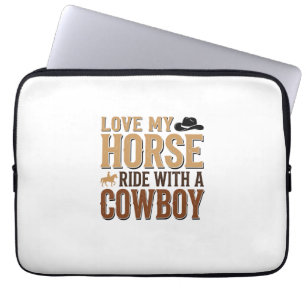 Vintage Western Paard en Cowboy Citaat Shirt Ontwe Laptop Sleeve