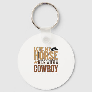 Vintage Western Paard en Cowboy Citaat Shirt Ontwe Sleutelhanger