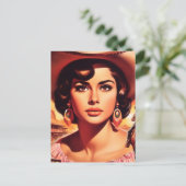 Vintage Western Pin-up Briefkaart (Staand voorkant)