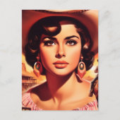 Vintage Western Pin-up Briefkaart (Voorkant)