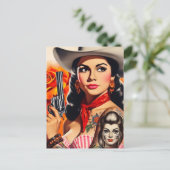 Vintage Western Pin-up Briefkaart (Staand voorkant)