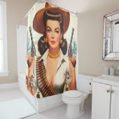 Vintage Western Pin-up Douchegordijn (In situ)