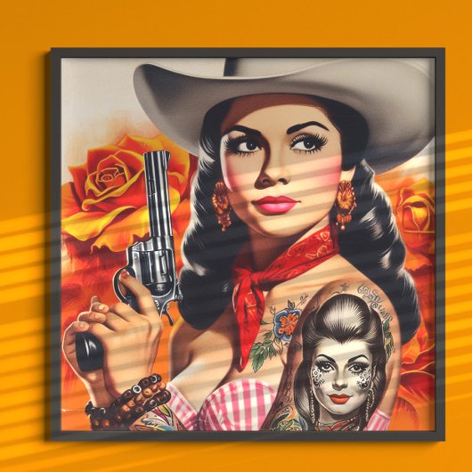 Vintage Western Pin-up Poster