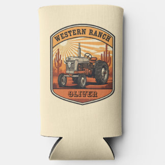 Vintage Western Ranch Tractor Desert Sunset Seltzer Blikjeskoeler