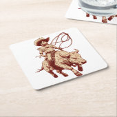 Vintage Western Ride Proud Little Cowboy Kartonnen Onderzetters (Schuin)