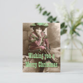 Vintage Westerne Kerstmis van de Mode Feestdagenkaart (Staand voorkant)