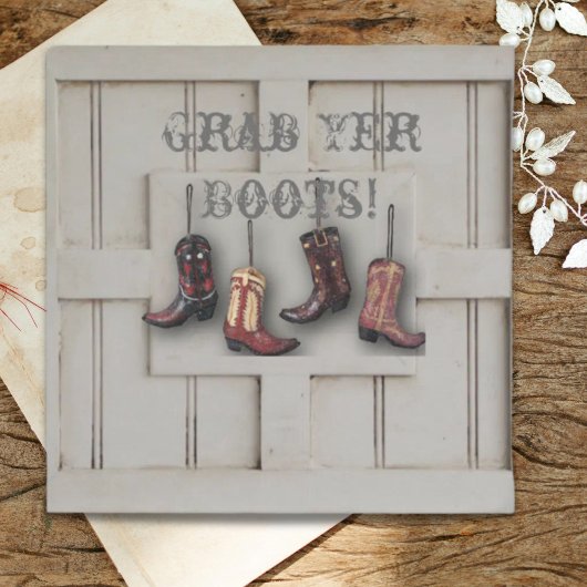 vintage westerse country cowboy bruiloft kaart