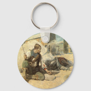 Vintage Westerse Cowboy, Hopalong door NC Wyeth Sleutelhanger