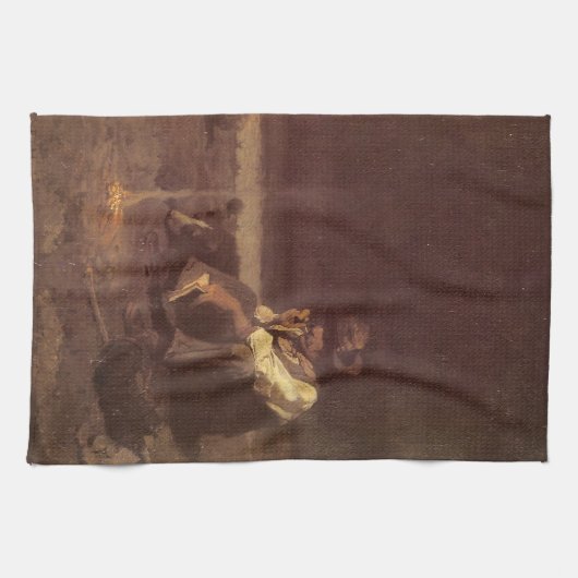 Vintage Westerse Cowboy, Vlakte Herder door NC Wye Theedoek (Horizontaal)