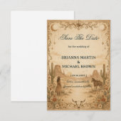 Vintage Westerse Romantische Sierstijl Save The Date (Voorkant / Achterkant)
