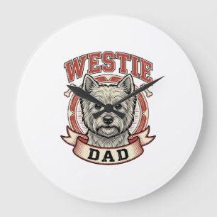 Vintage Westie vader hondenliefhebber shirt ontwer Grote Klok