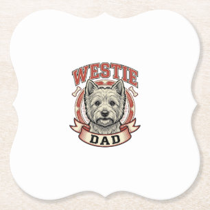 Vintage Westie vader hondenliefhebber shirt ontwer Kartonnen Onderzetters