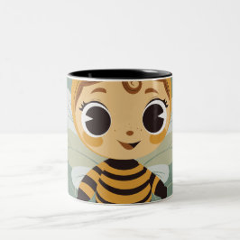 Vintage Whimsical Bij Kinder Karakter Keramische K Tweekleurige Koffiemok