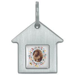 Vintage Whimsical Bloem Foto Huisdieren Naamplaatje