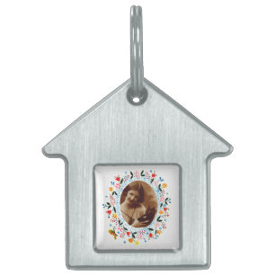 Vintage Whimsical Bloem Foto Huisdieren Naamplaatje