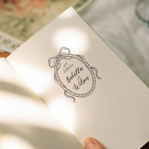 Vintage Whimsical Boog Calligrafie Ex Libris Boek Zelfinktende Stempel