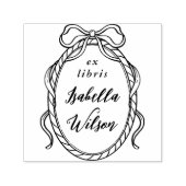 Vintage Whimsical Bow Calligraphy Ex Libris Book Zelfinktende Stempel (Design)
