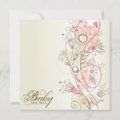 Vintage Whimsical Flowers Baby shower Invitation Kaart (Achterkant)