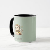 Vintage Whimsical Kitten Bij Kostuum Kunst Mok (Voorkant links)