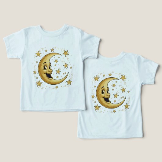 Vintage Whimsical Man in de Maan | Gouden Celesti (Ontwerp Voorkant & Achterkant)