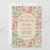 Vintage Whimsical Roze Rendier, Kerstpatroon Kaart (Voorkant)
