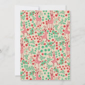 Vintage Whimsical Roze Rendier, Kerstpatroon Kaart (Achterkant)