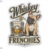 Vintage Whiskey en Franse Bulldog Sticker (Voorkant)