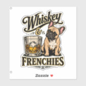 Vintage Whiskey en Franse Bulldog Sticker (Vel)