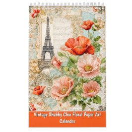 Vintage Whispers – Shabby Chic Bloemige Papierkuns Kalender