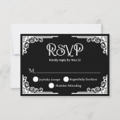  Vintage White Black Wedding  RSVP Kaartje (Voorkant)